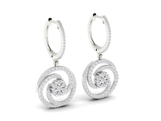 1.40ct Long Diamond Drop Earrings In 14ct White Gold