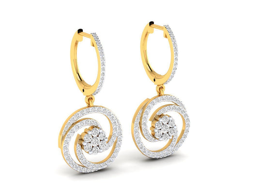 1.40ct Long Diamond Drop Earrings In 14ct Yellow Gold