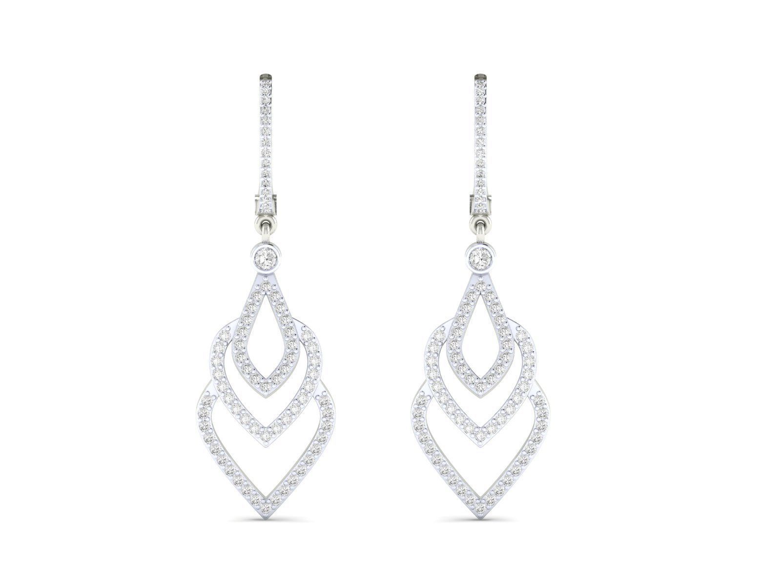 1.1ct Long Diamond Drop Earrings In 14ct White Gold