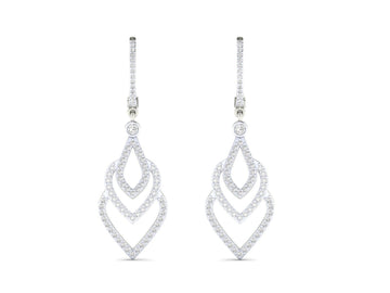 1.1ct Long Diamond Drop Earrings In 14ct White Gold