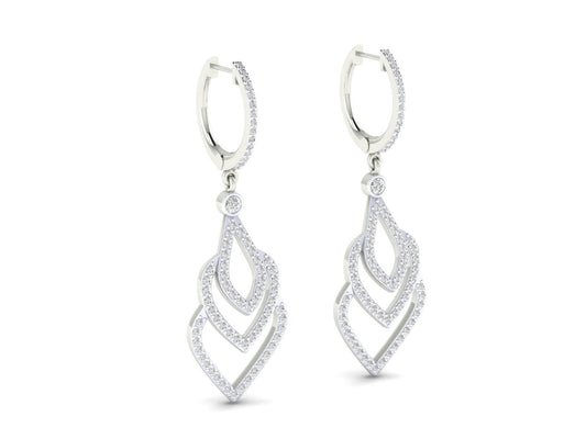 1.1ct Long Diamond Drop Earrings In 14ct White Gold