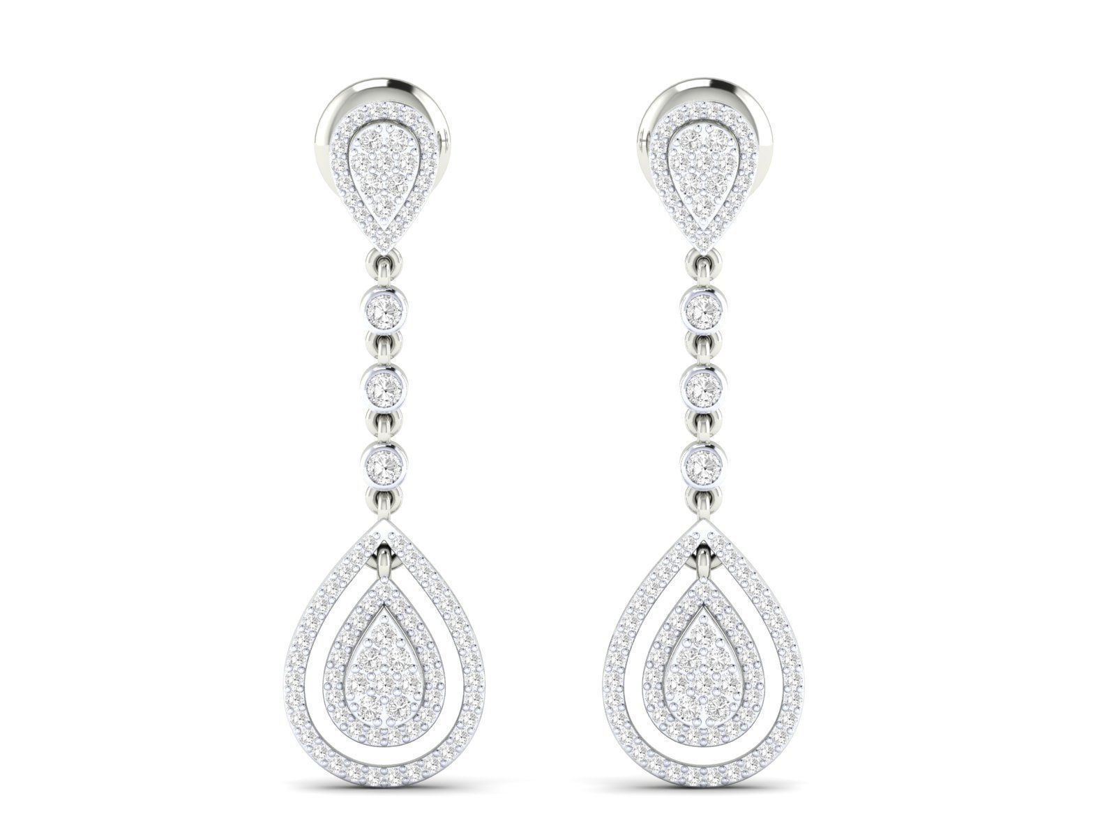 1.20ct Long Diamond Drop Earrings In 14ct White Gold