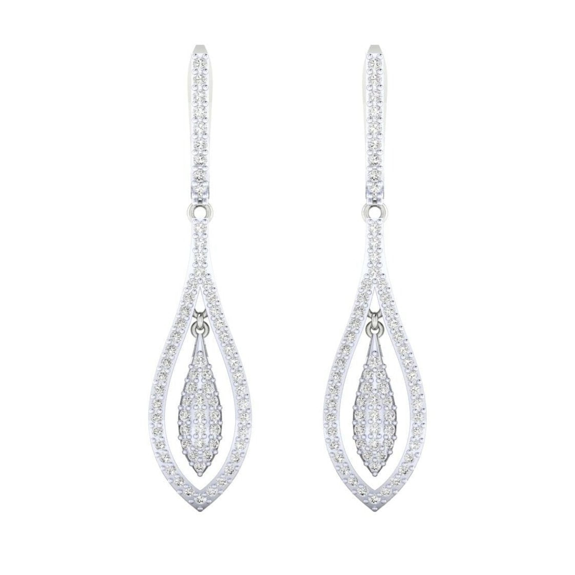 1.5ct Long Diamond Drop Earrings in 14ct